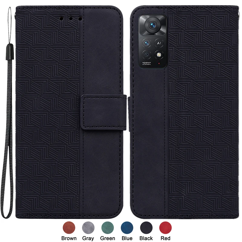 

For Xiaomi Redmi Note 11 Pro 5G Capa for Funda Redmi Note 11 Pro 4G Case Fashion Magnetic Geometric Textile Wallet Book Cover