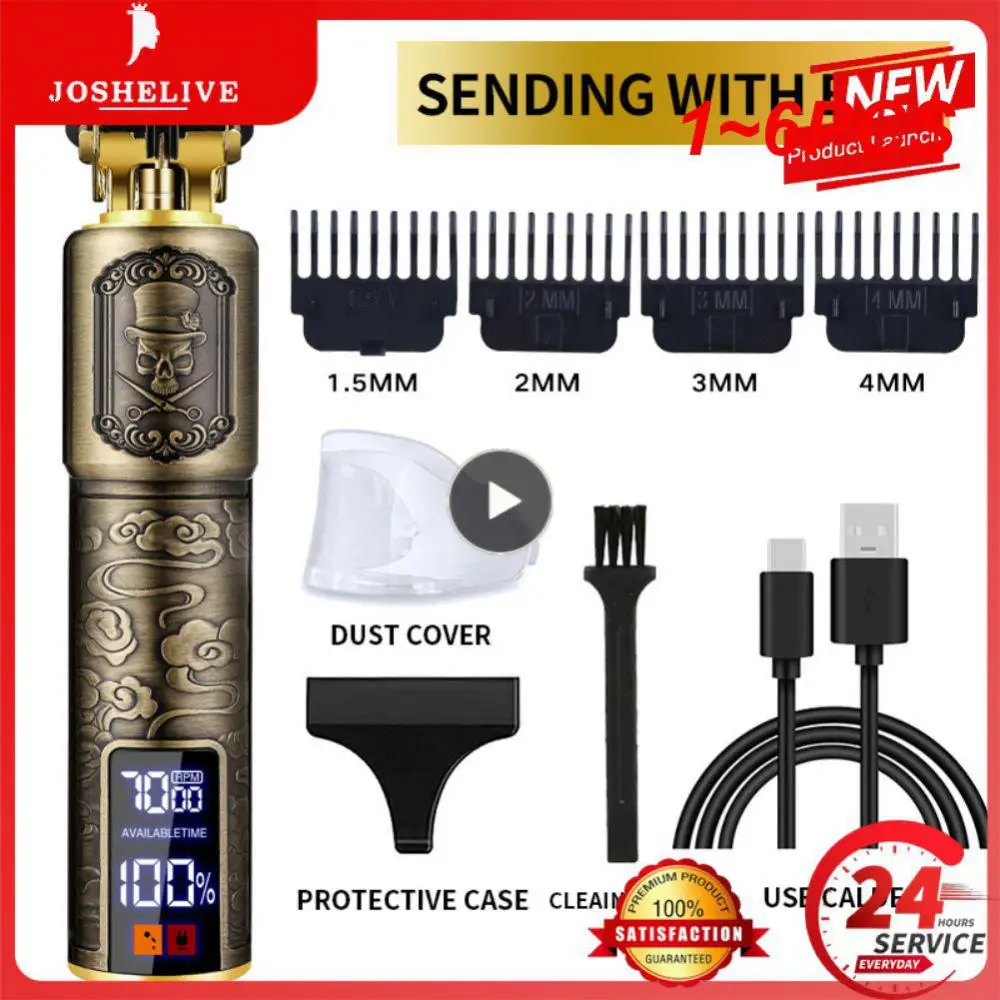 

1~6PCS Tondeuse Dragon Vintage T9 Cordless Professional Hair Clippers Electric Trimmers For Men Clipper hair cutting machine