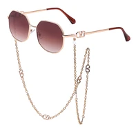 retro sunglasses with chain men women luxury anti drop chain lanyard uv400 goggles glasses unisex fashion brand metal eyewear