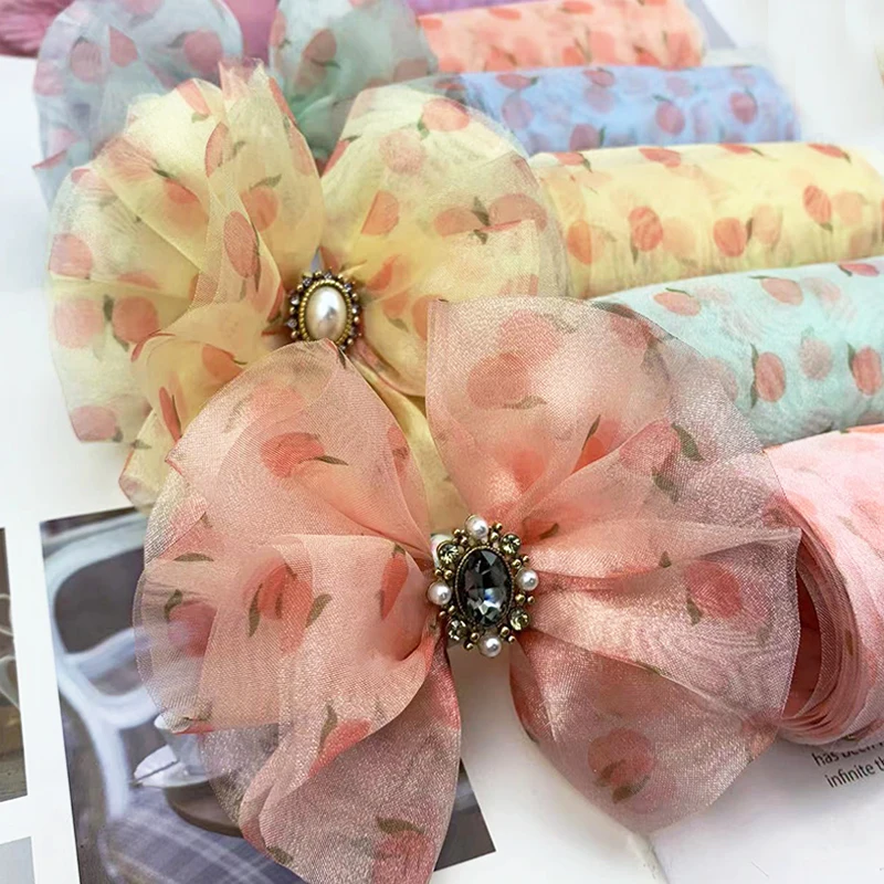 Лента из шифоновой органзы с принтом, 10 ярдов/рулон, 8 см/12 см