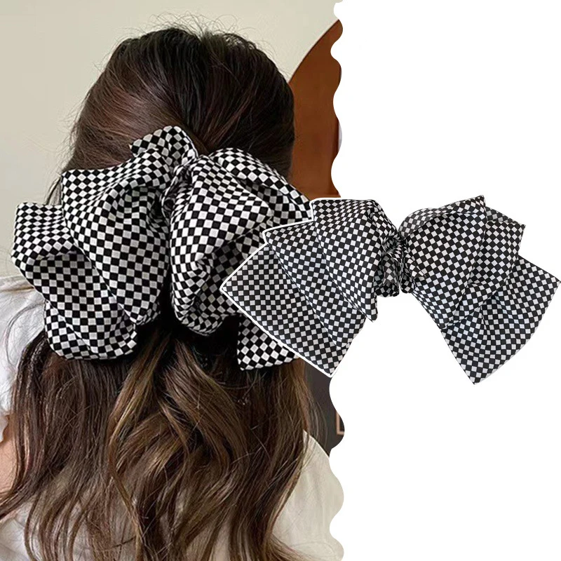 

Black Plaid Bow Hair Clip Women Headwear Elegant Hair Pins Barrettes Spring Hairclip Headdress Girl Hair Accessoires