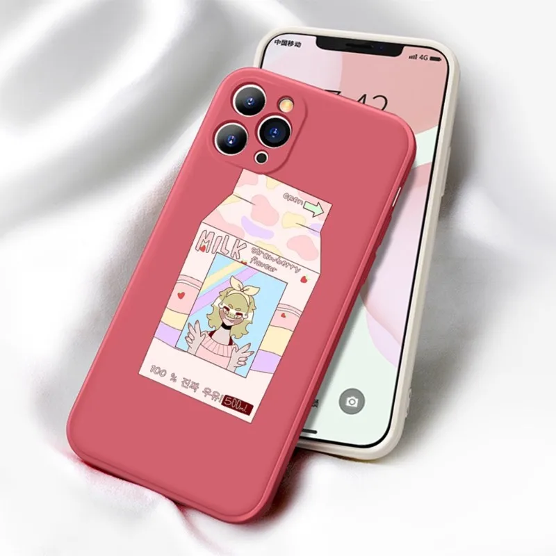 Симпатичный чехол для телефона персиковый клубничный молочный цветного IPhone 11 12 13