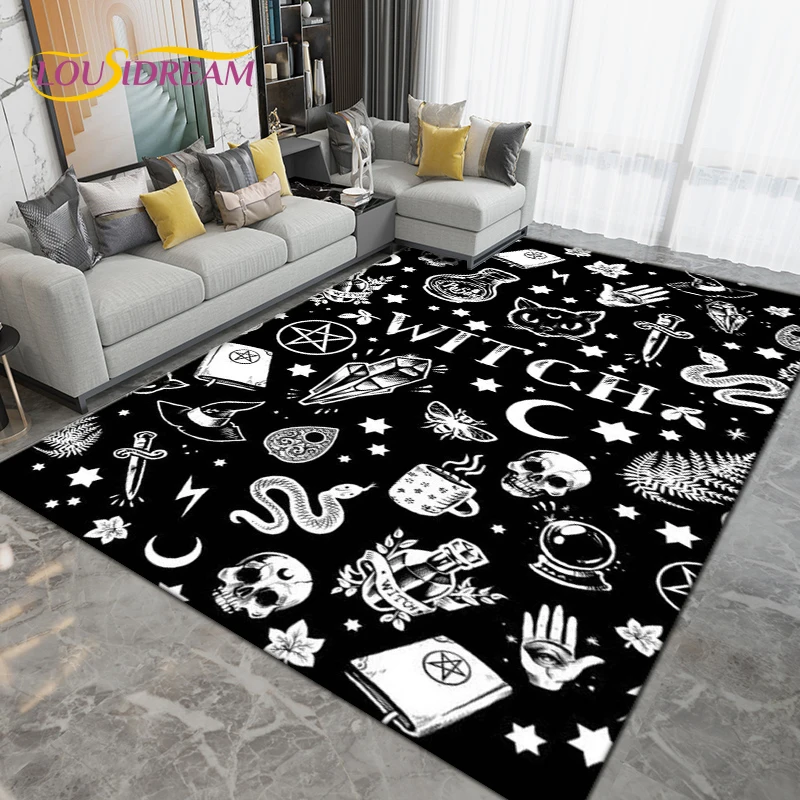 

Gothic Witchcraft Skull Horror Area Rug,Carpet Rug for Living Room Bedroom Sofa,Kitchen Bathroom Doormat Non-slip Floor Mat Gift