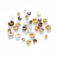 new 100pcslot dia 3 4 5 mm copper round covers crimp end beads stopper spacer beads for diy jewelry making findings accessories