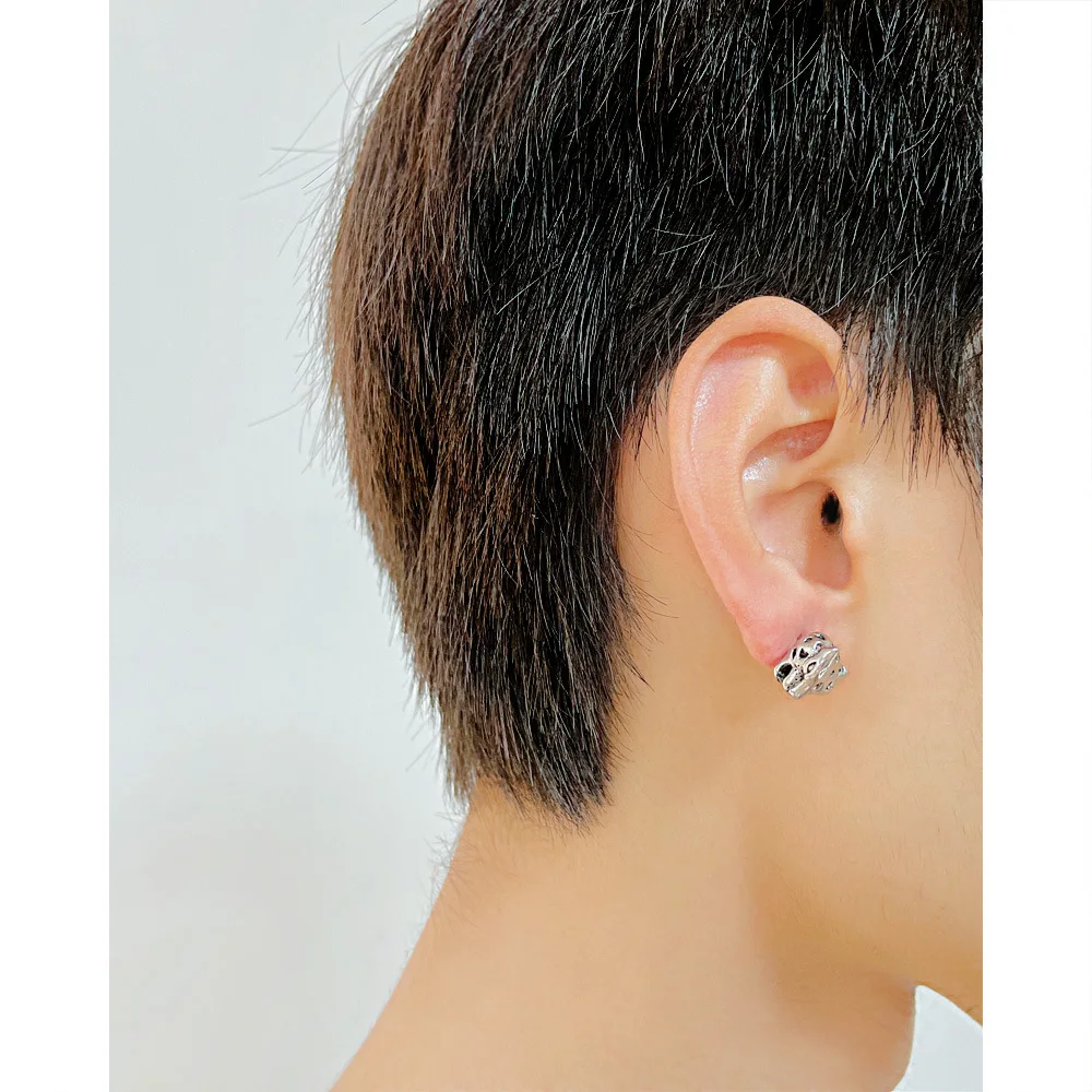 Wholesale Fashion Personality Stainless Steel Leopard Head Earrings for Men