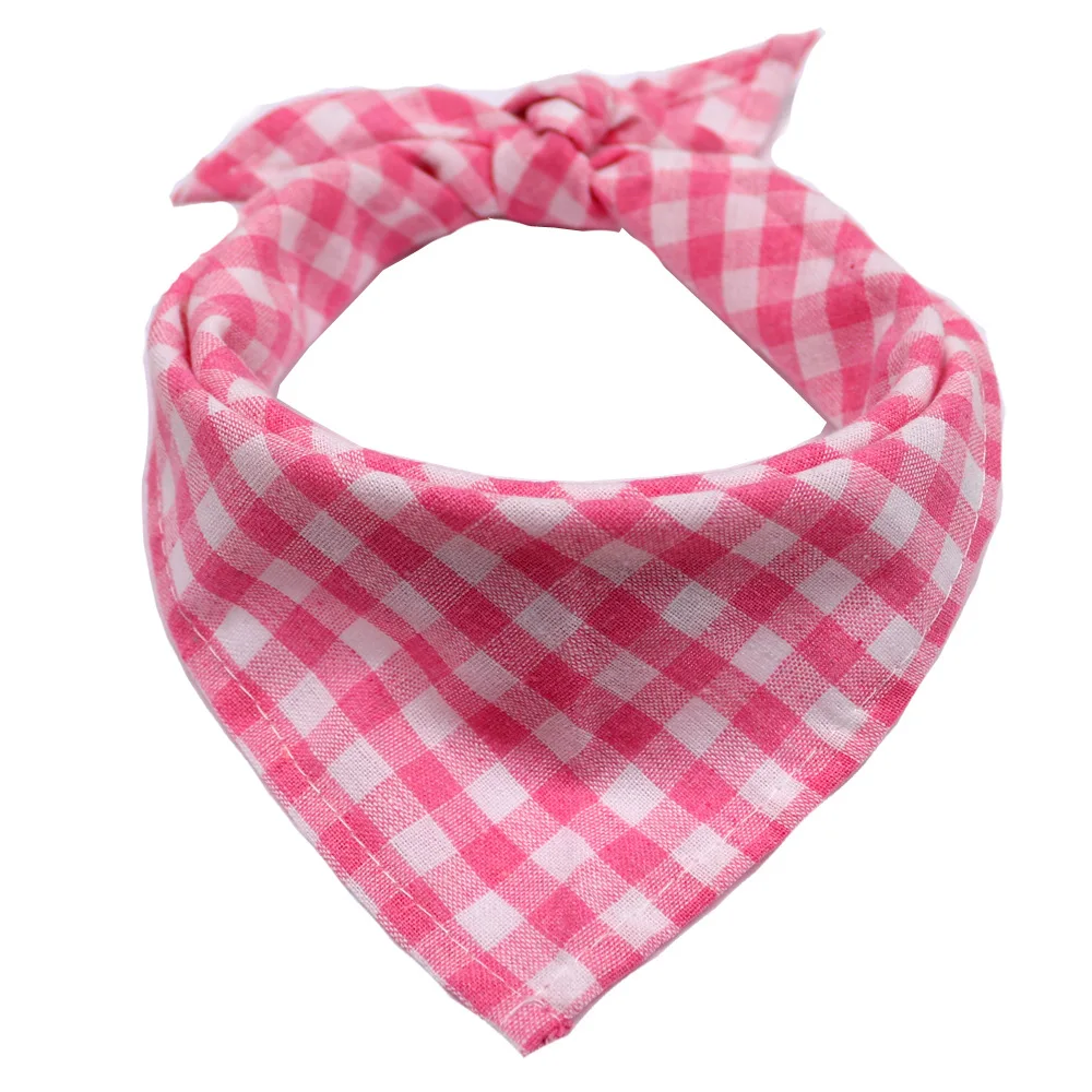 

Cute Pet Dog Cat Triangular Scarf Saliva Towel Plaid Pet Scarf Scarf Pure Cotton Pet Bib Dog Triangular Bandage Dog Supplies