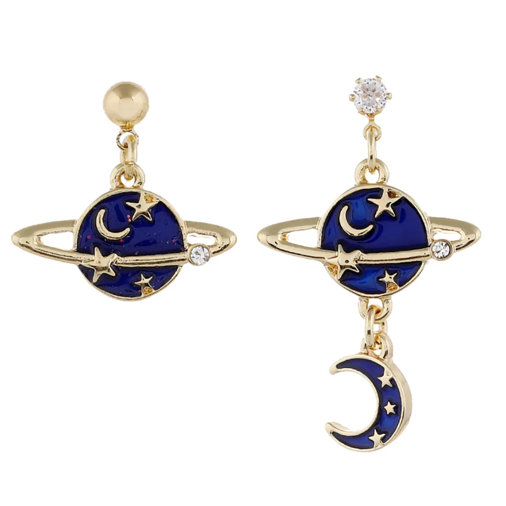 

1 Pair of Romantic Starry Ear Studs Star Moon Earrings Jewelry Gifts