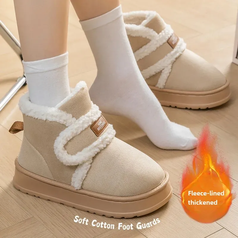 Женские зимние противоскользящие теплые кожаные ботинки на флисовой подкладке