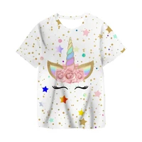 2022 summer new round neck short sleeve top childrens boygirl kids funny cute casual cartoon characters unicorn t shirt 3 14t