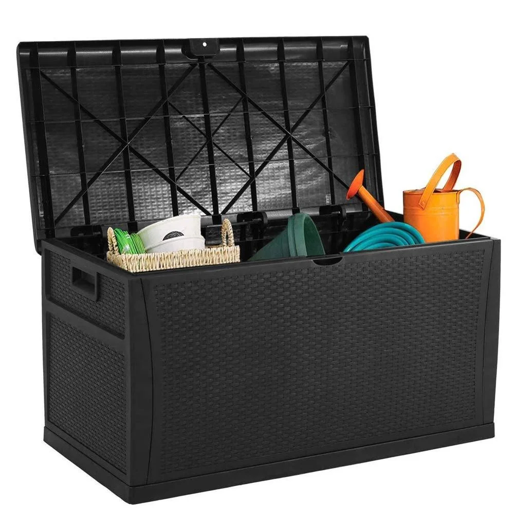 

Multi-Function Large Capacity Outdoor Garden Storage Box Rattan Deck Box 460L Black