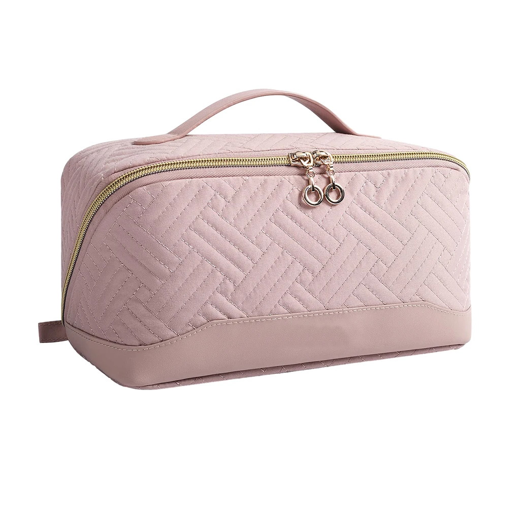 

Waterproof Makeup Bag Fashionable Rhombic Twill Pattern For Womens Essentials Travel Makeup Bag