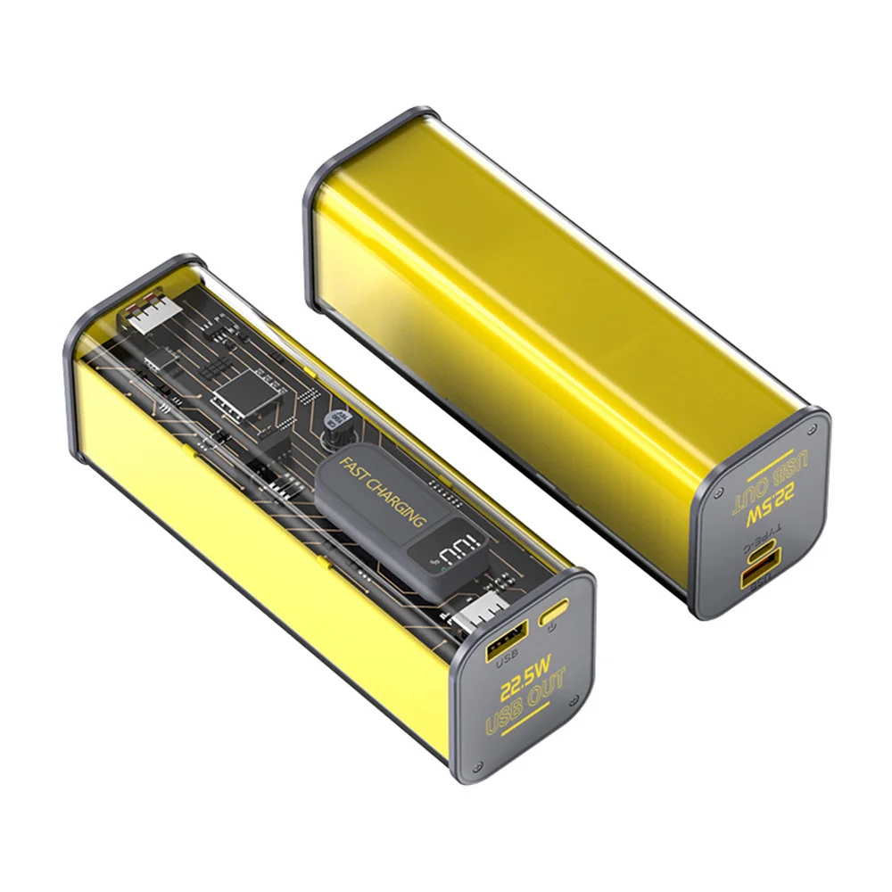 

Two Way PD20W 20000mah 22.5W QC PD PPS Multiprotocol Transparent LED Digital Display 21700 Battery DIY Fast Charge Power Bank