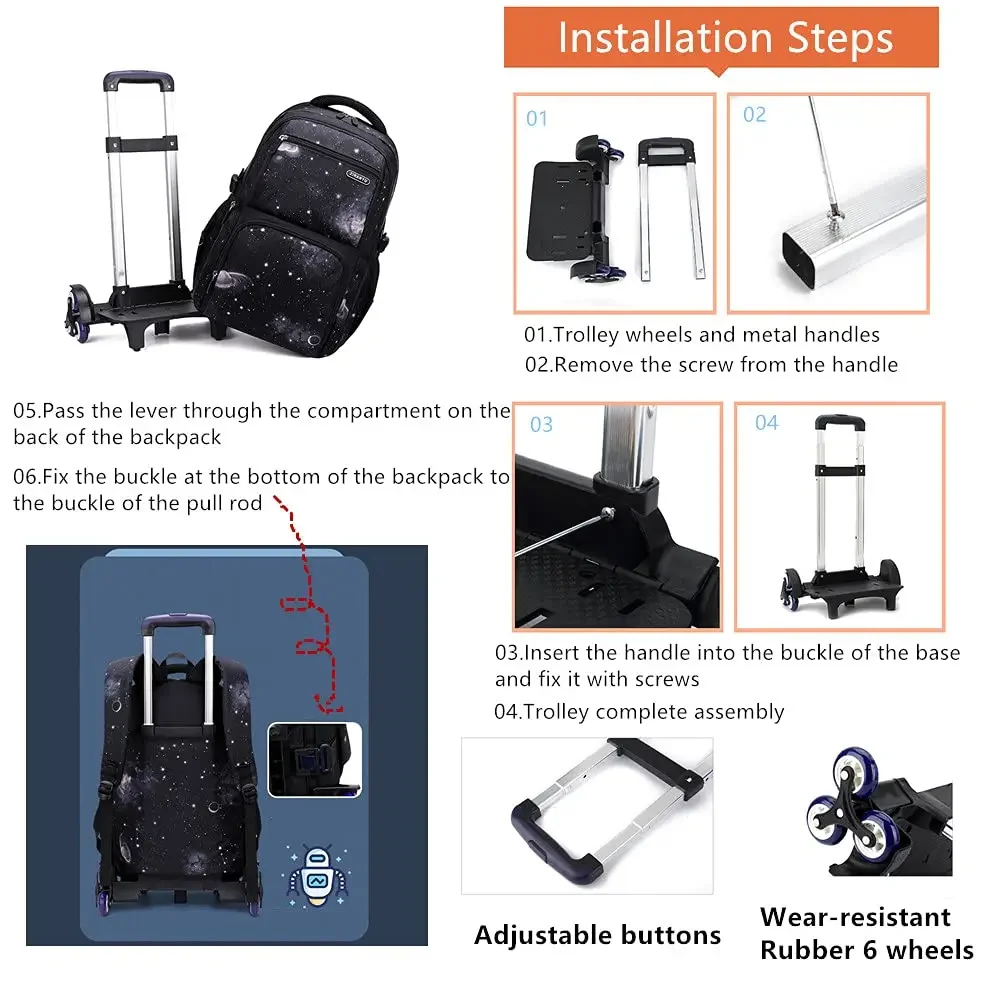 Новые рюкзаки на колесиках детские школьные сумки для мальчиков Mochilas