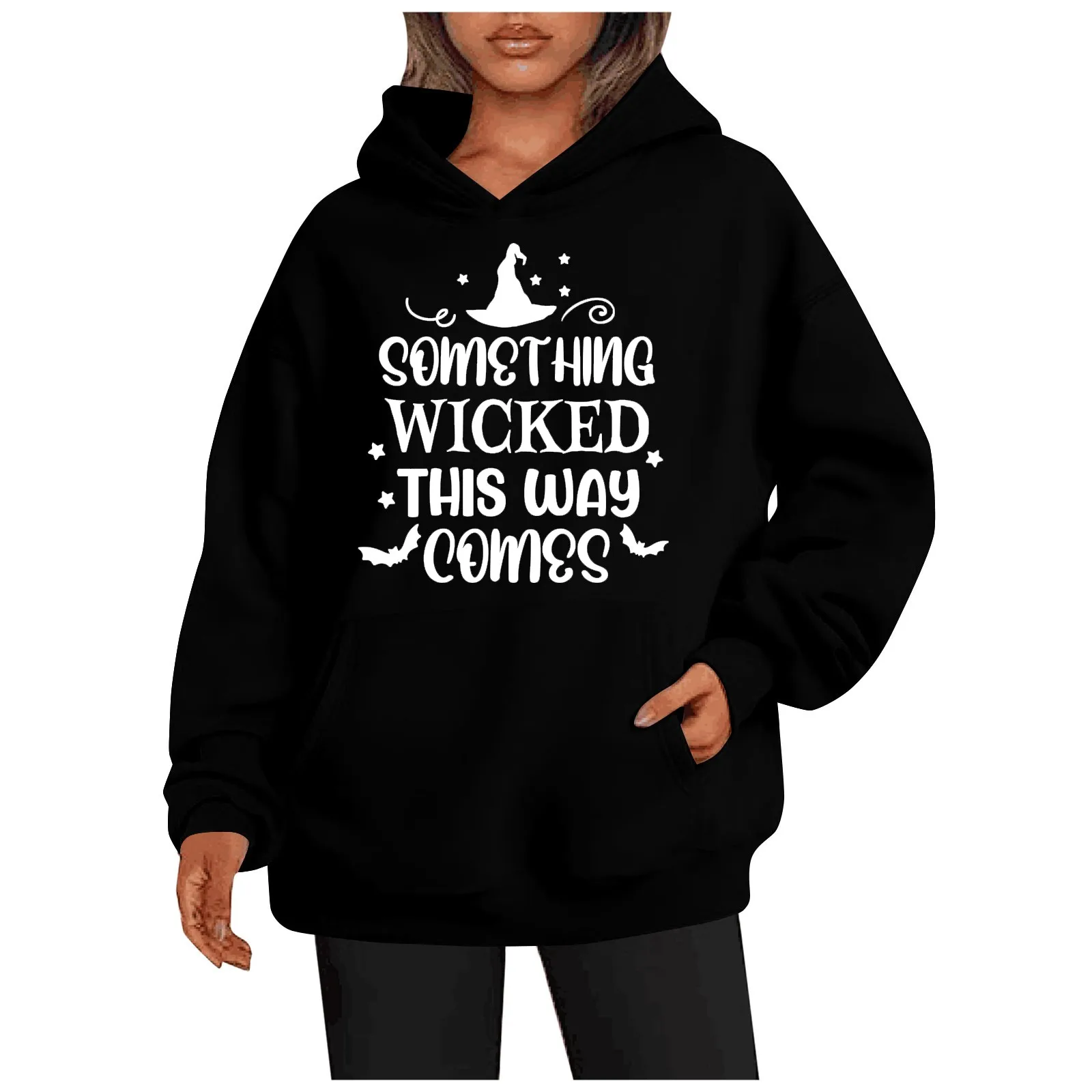 

Женские модные повседневные универсальные толстовки с круглым вырезом и длинным рукавом, утепленные теплые толстовки с принтом на Хэллоуин