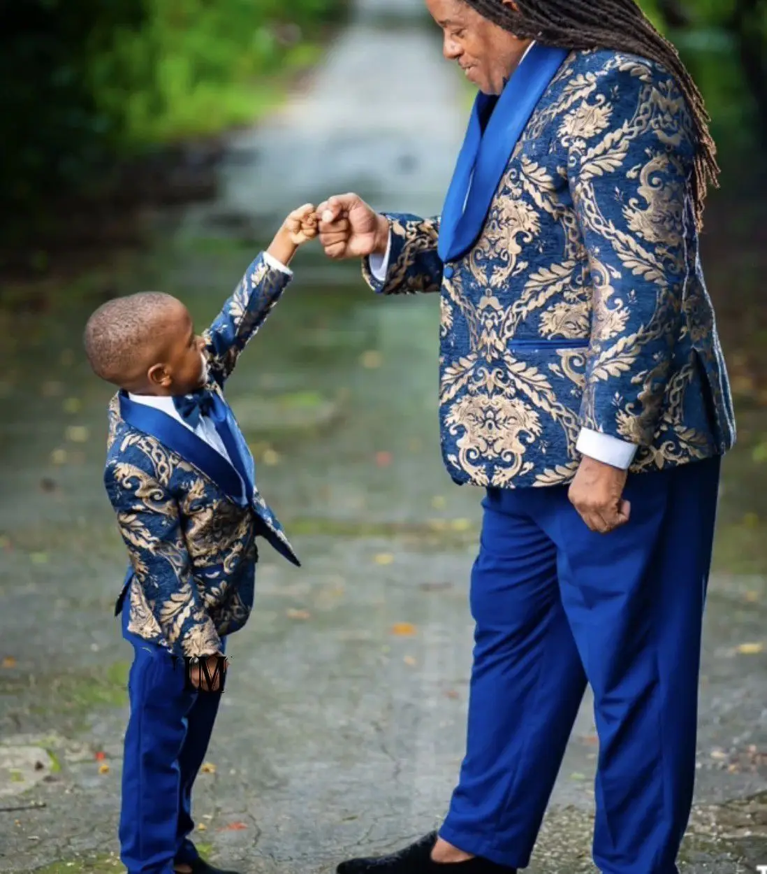 2023 New Blue King Boys Suits For Wedding Shawl Lapel Kids Birthday Party Formal Ring Bearer Father And Son (Jacket+Vest+Pants)