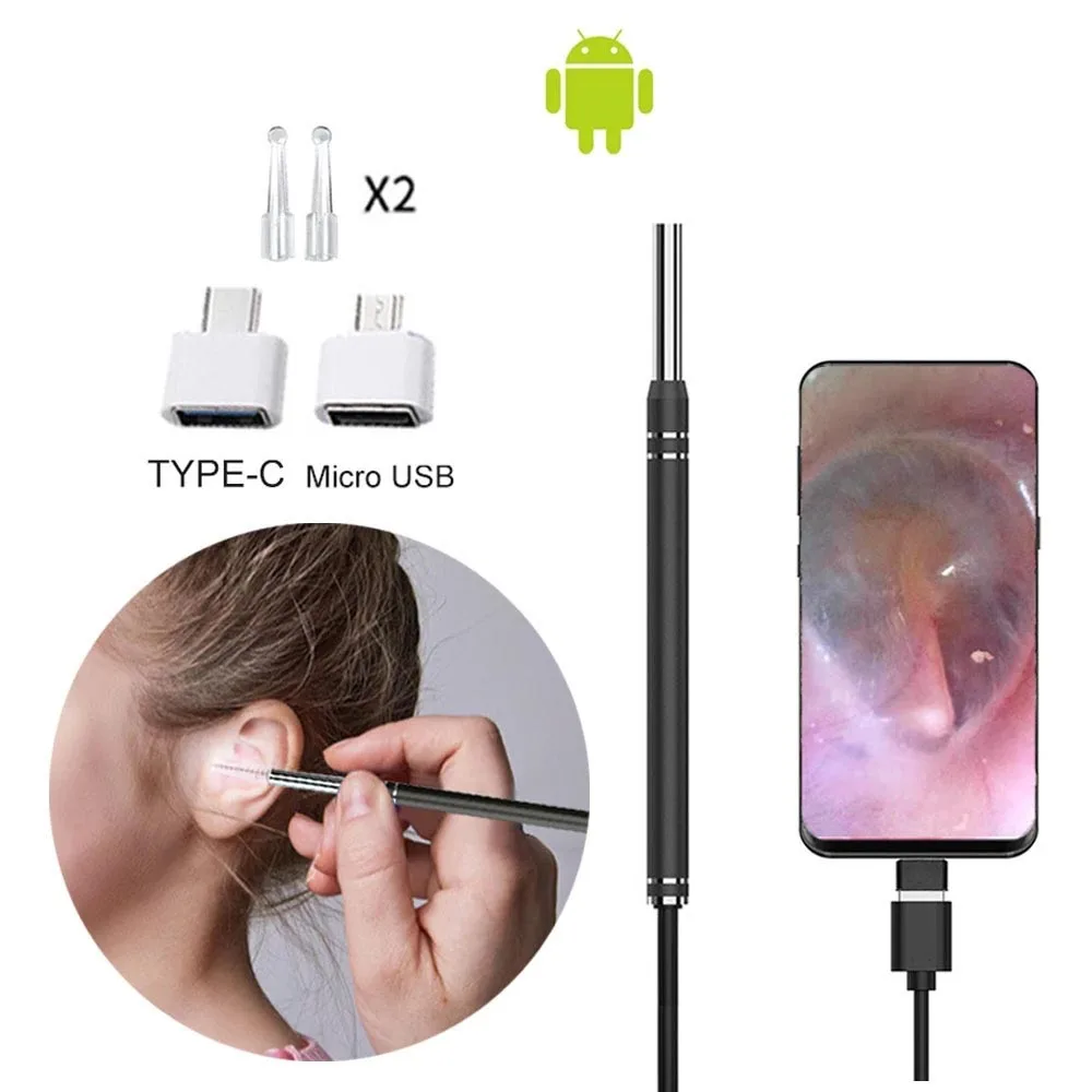 Smart Ear Cleaner Endoscope Spoon Camera Ear Picker Cleaning Wax Removal Visual Earpick Wifi Mouth Nose Otoscope Support Android