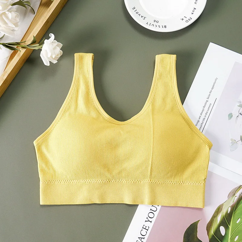 Bralette Fitness Thin Shoulder Strap Underwear Women Anti-light Shockproof Push Up Full Cup V Back Bra Lingerie 2022