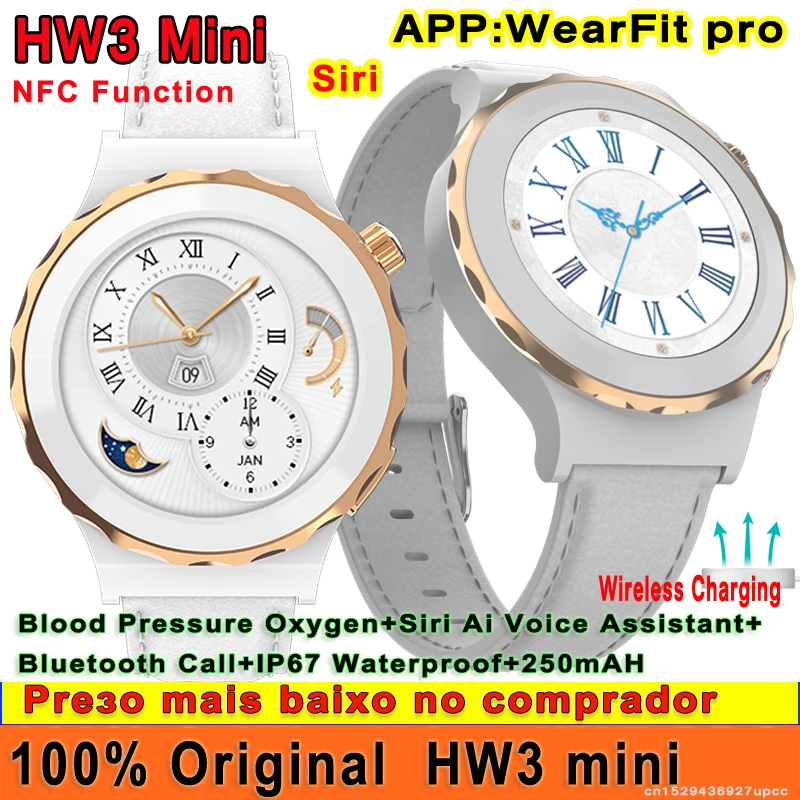 

Original HW3 Mini Smart Watch NFC Siri Ai Voice Assistant Bluetooth Call Wireless Blood Pressure Oxygen Monitor Smartwatch Women