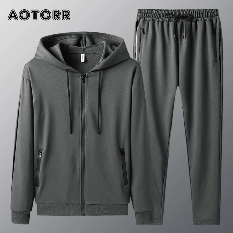 Весенний Мужской комплект с худи повседневный спортивный костюм для бега