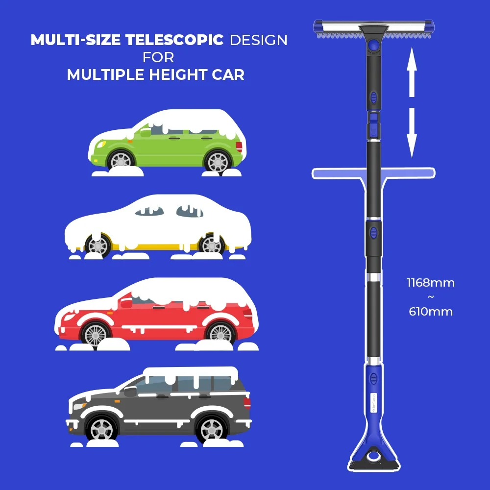 4 в 1 Выдвижной снег Лопата лед скребок для автомобиля стекла щетка удаления воды