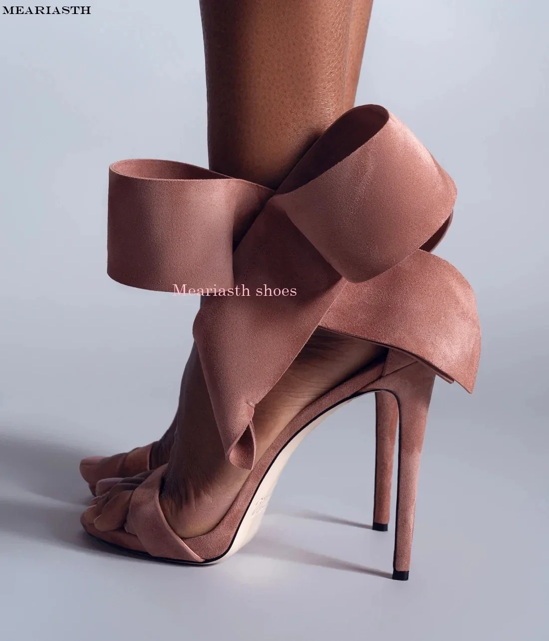 Big Butterfly suede High Heel Sandals Concise Strap Satin Hollow Cutouts Open Toe Summer Dress Shoes Pink Purple Black Green