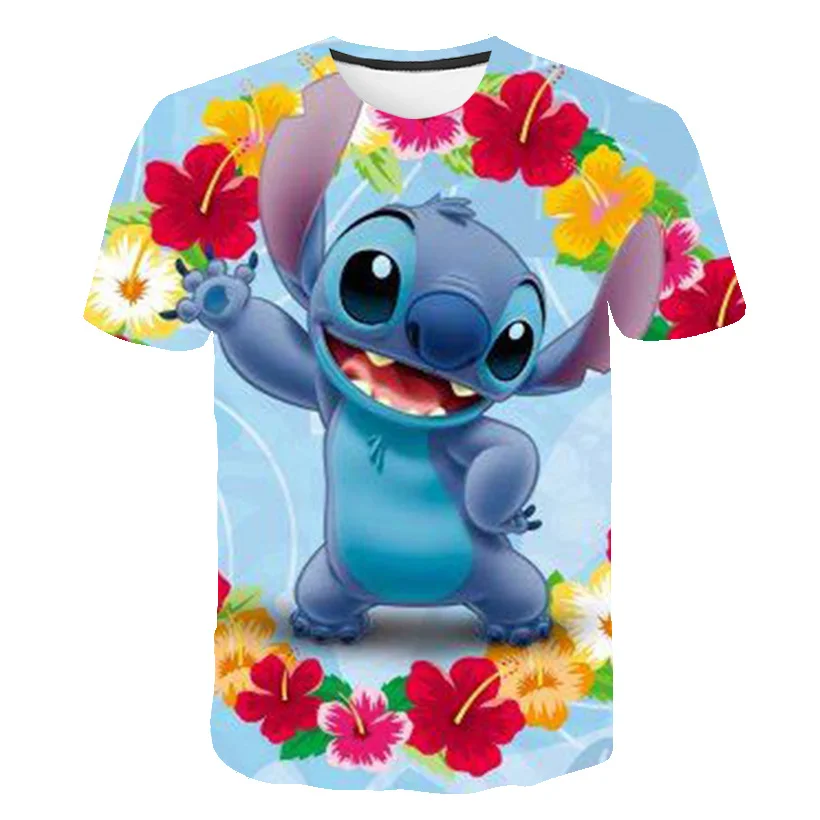 

Children Boys Girls Stitch T Shirts Summer Short Sleeve Kids Stich Tops Tees Cartoon Casual Kids Clothes 1-14 Years Old T-Shirts