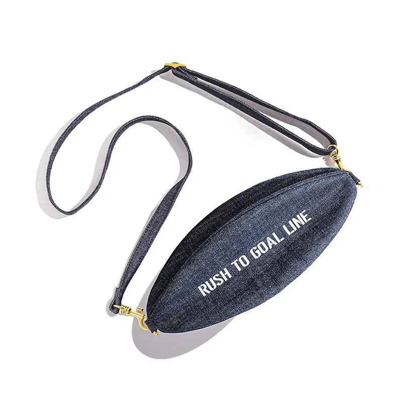 Fashion Words Unisex Jeans Canvas Bag For Men Retro Style Ball Shoulder Bag For Women Casual Shopping Crossbody Phone Bag