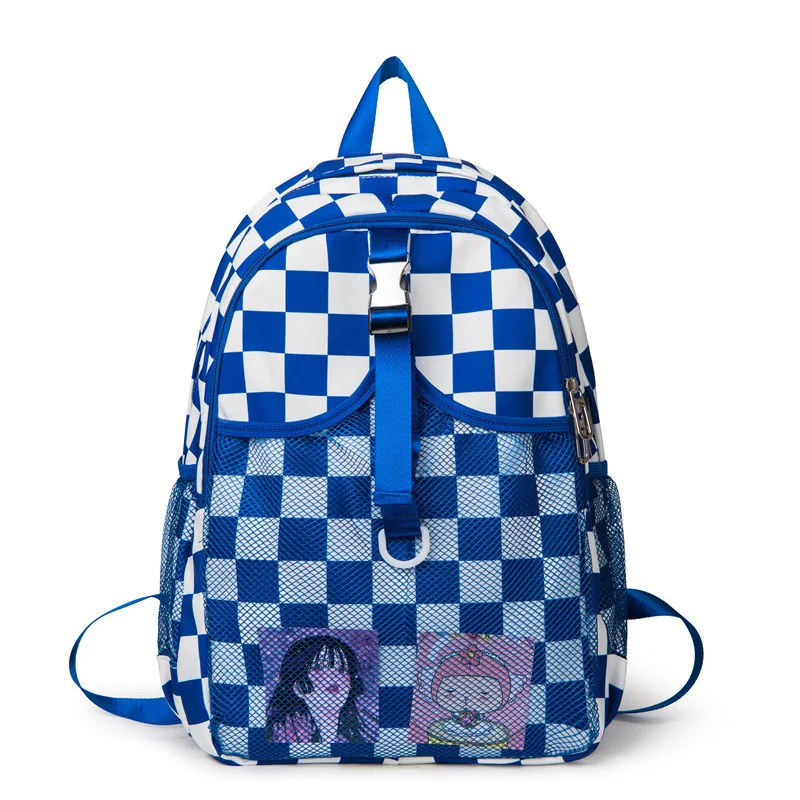 

Middle School Backpack for Teen Girls Plaid College Student High School Bag Nylon Bookbag Women Casual Campus Korean Bagpack