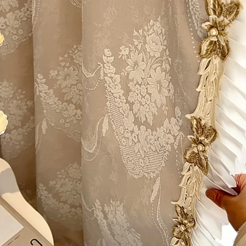 Французские романтические кремовые бежевые рельефные вышитые синельные