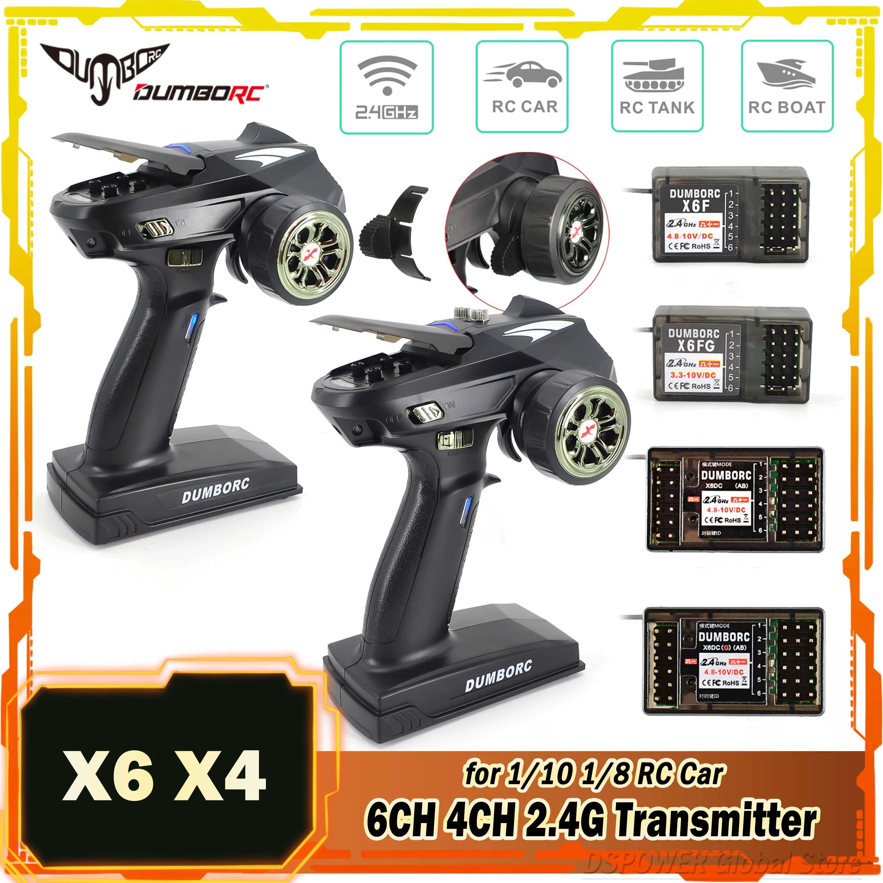 Приемник-гироскоп для радиоуправляемого автомобиля 6 каналов 4 канала X6 X4 2 ГГц