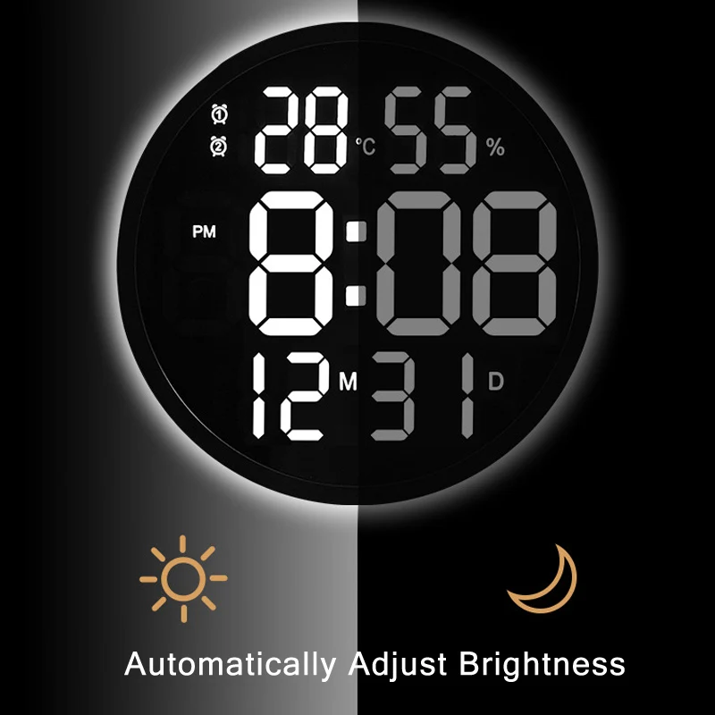 

Digital Wall Clock LED Mirror Multifunctional Light Alarm Clock With Temperature Display Ring Shaped Home Decoration Clock Gift