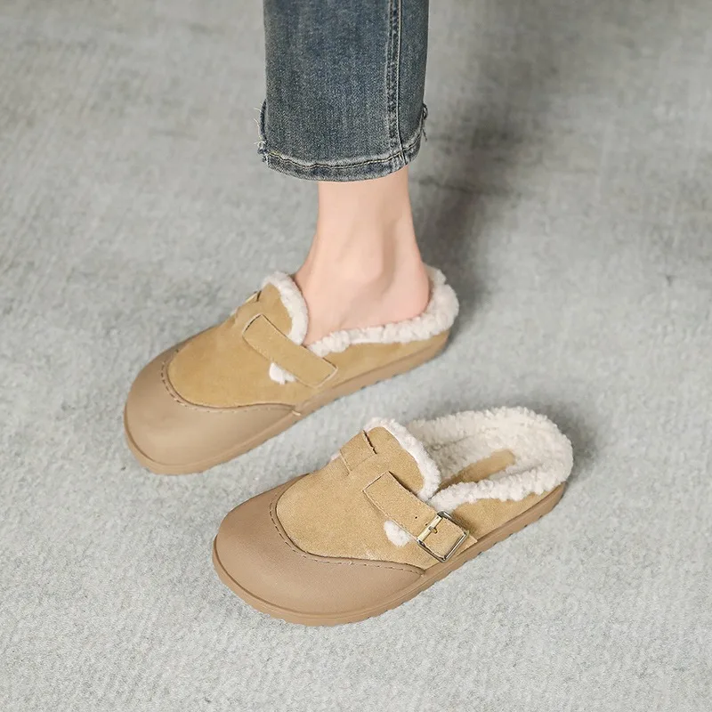 Женские резиновые туфли из воловьей кожи на толстой подошве новинка зимы 2021