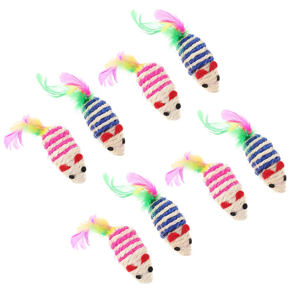 

8 Pcs Catnip Stuffed Plush Toy Kitten Catching Mouse Sisal Interactive Toys