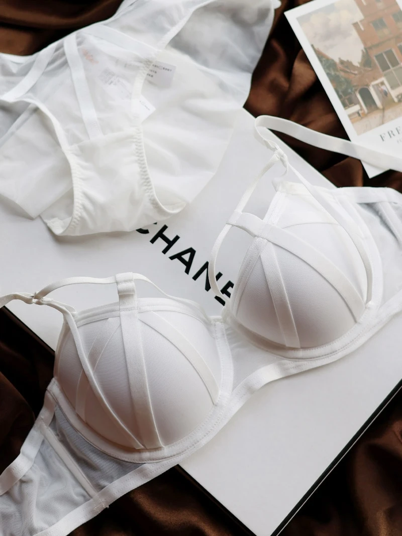 Модный сетчатый комплект нижнего белья с косточками нижнее белье пуш-ап