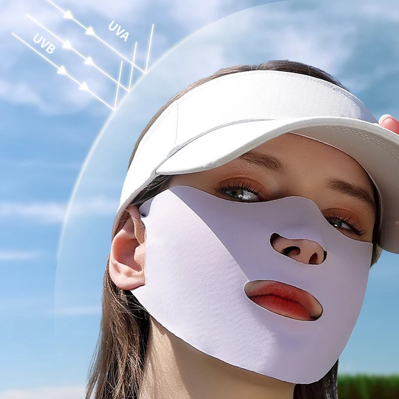 

Summer Sunscreen Ice Silk Mask Women Outdoor Sports Cycling UV Protection Face Cover Washable Reusable Sun Face Cover