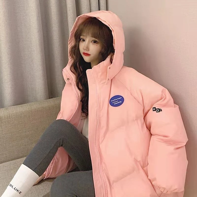 Women's Cotton Padded Hooded Jacket 2023 Winter New Student Thicken Warm Parkas Woman Loose Zipper Whiter Parka Outerwear enlarge