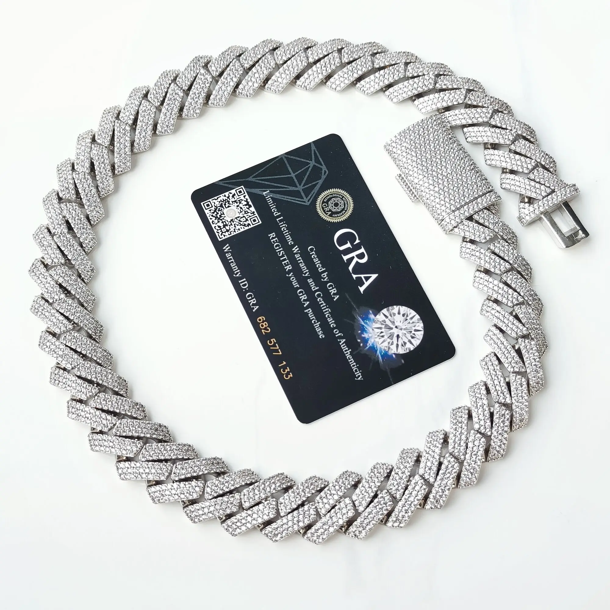 Серебро 925 пробы GRA Муассанит шириной 20 мм бриллиантовое ожерелье со льдом Майами