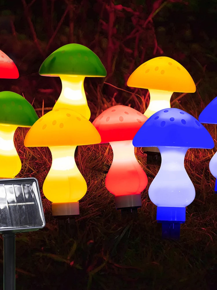 Solar Mushroom Light Landscape Courtyard Garden Waterproof LED Solar Lawn Floor Plug Mushroom Light