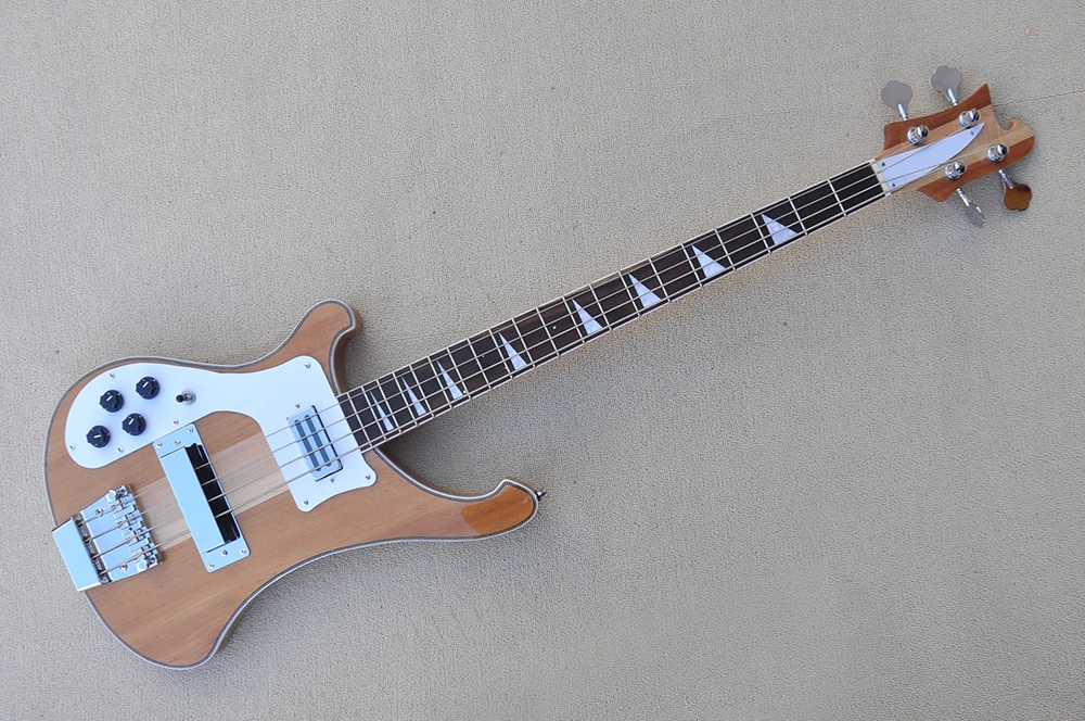 

Left Handed 4 Strings Electric Bass Guitar with Chrome Hardware,White Pickguard, Neck Through Body,Provide Custom Service