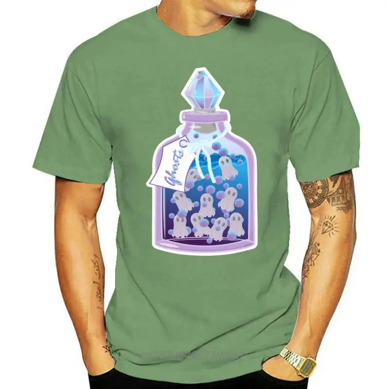 

Футболка с призраками и зельями, Мужская футболка с мультяшным принтом, кавайные топы на Хэллоуин, Подростковая футболка, новинка, школьная ...