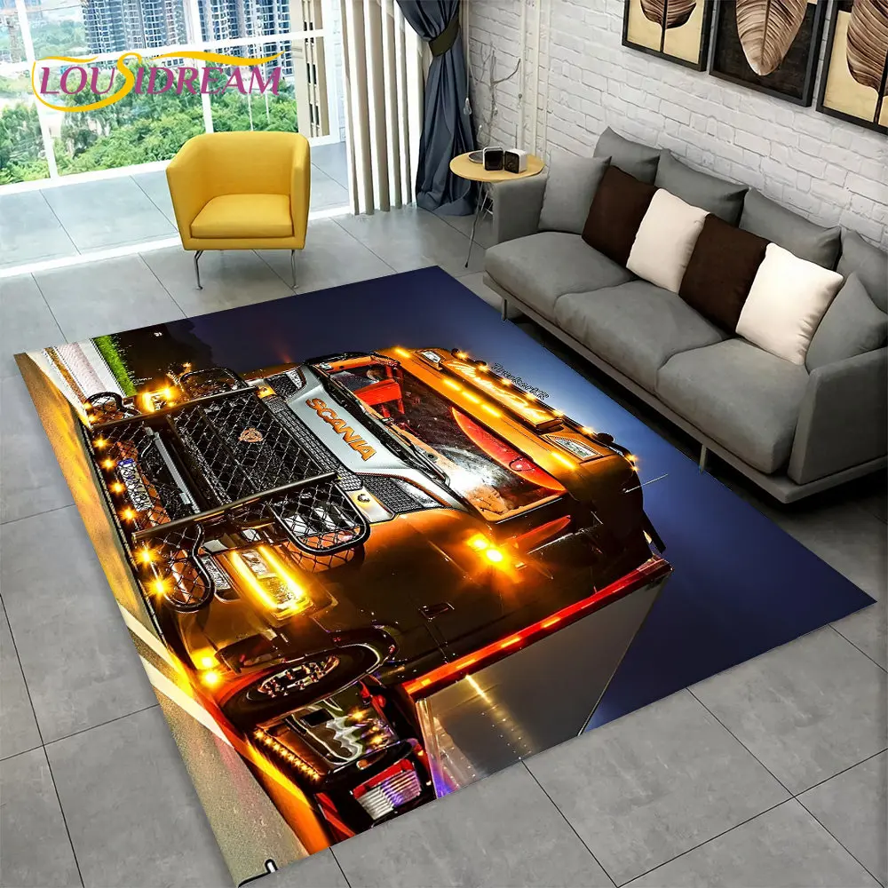 

3D Scania Top Class Truck Cartoon Area Rug,Carpet Rug for Living Room Bedroom Sofa Doormat Decoration,Kid Non-slip Floor Mat