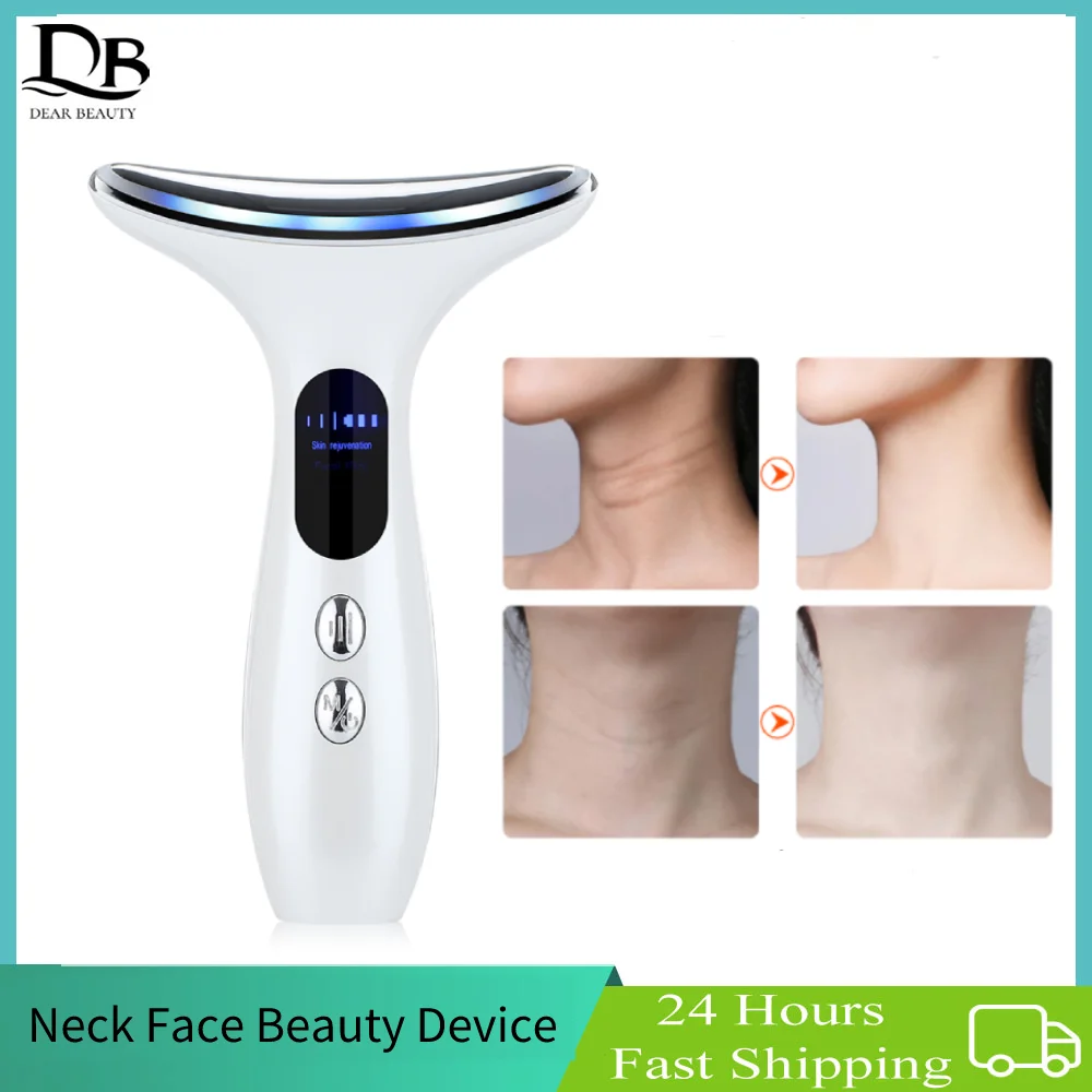 Neck Beauty Device EMS Micro-current LED Photon Firming Rejuvenating Anti Wrinkle Thin Double Chin Skin Care Facial Massager
