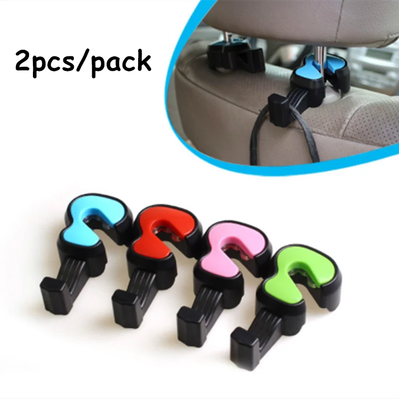 

2PCS Car Headrest Hook Seat Back Hanger for Bag Handbag Purse Grocery Cloth Portable Multifunction Clips Car Styling