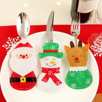 christmas knife and fork cover storage santa claus elk snowman knife and fork table cutlery cover kitchen accessories