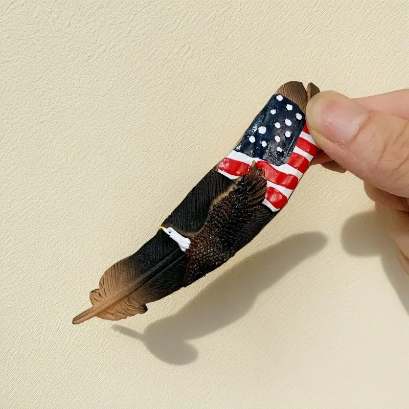 3D магниты на холодильник стильные перья американский флаг Орел разрисованные