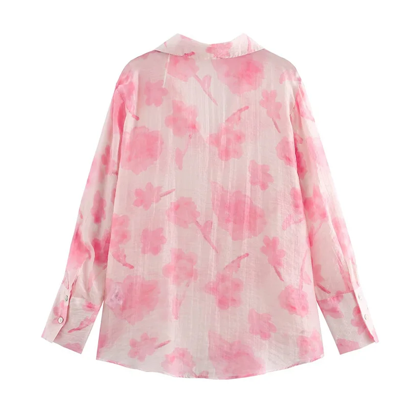 Женская однобортная блузка SIYANG с принтом винтажная лацканами и длинными