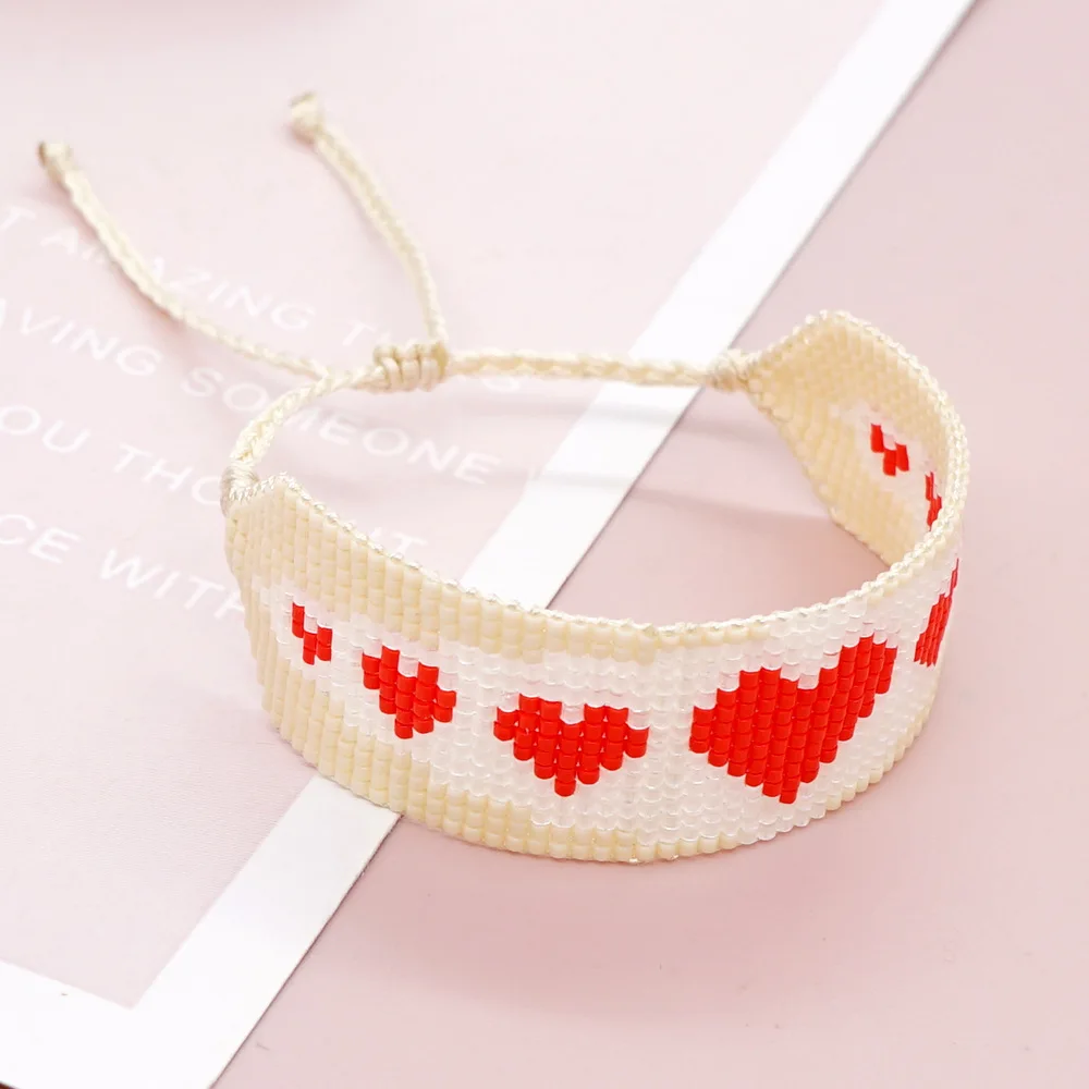 

Vlen 2022 New Miyuki Beads Bracelet for Women Girl Friends Gift Handmade Woven Pulseras Mujer Moda Heart Pattern Bracelets