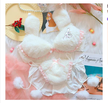 Girls lolita plush bra underwear my melody bralette push up brassiere  wirefree warm kawaii bra underpants seamless lingerie