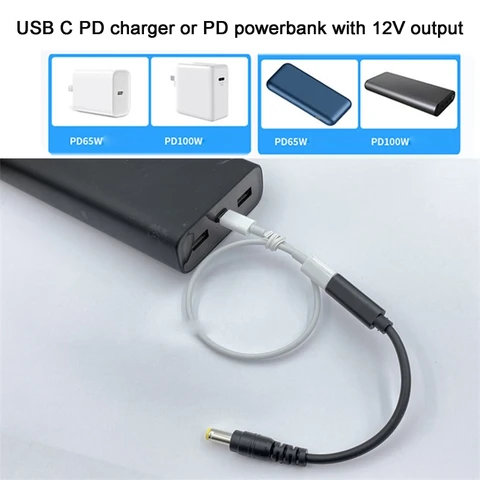 Триггерный шнур с разъемом USB Type-C и разъемом USB PD на 12 В 3,5/4,0/4,8/5,5/6,3/6,4 мм