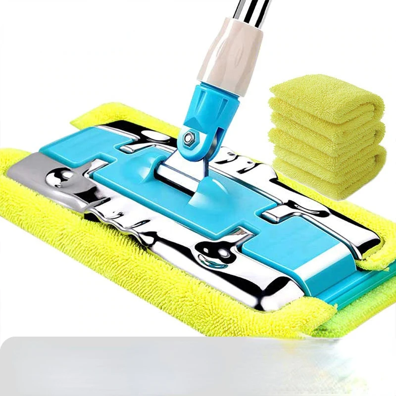 

Wet Mops High Quality Clamp Mop Microfiber Cloth Wood Tiles Floor Mop 360° Rotating Dust Flat Lazy Mop Large Steady Mop